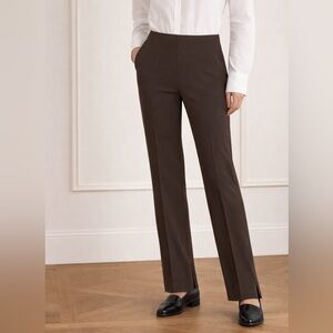 Lafayette 148 Stanton Wool Elastane Stretch Pants Brown Sz 14